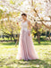 BohoProm prom dresses A-line Scoop-Neck Floor-Length Tulle Appliqued Prom Dresses ASD2648
