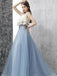 BohoProm prom dresses A-line Scoop-neck Floor-Length Tulle Lace Appliqued Beaded Two Piece Prom Dresses ASD26846