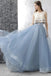 BohoProm prom dresses A-line Scoop-neck Floor-Length Tulle Lace Appliqued Beaded Two Piece Prom Dresses ASD26846