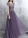 BohoProm prom dresses A-line Scoop-Neck Floor-Length Tulle Prom Dresses With Beading HX00174