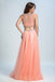 BohoProm prom dresses A-line Scoop-Neck Floor-Length Tulle  Rhine Stone Beaded Two Piece Prom Dresses 2908