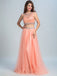 BohoProm prom dresses A-line Scoop-Neck Floor-Length Tulle  Rhine Stone Beaded Two Piece Prom Dresses 2908