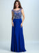 BohoProm prom dresses A-line Scoop-Neck Sweep Train Chiffon Rhine Stone  Beaded Royal Blue Prom Dresses 2926
