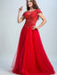 Refined A-line Scoop-Neck Tulle Rhinestone Beaded Appliqued Prom Dresses 2932