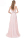 BohoProm prom dresses A-line Spaghetti Strap Floor-Length Chiffon Beaded Pink Prom Dress 3115