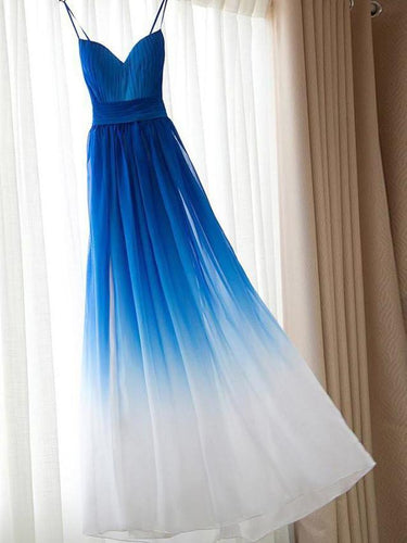 BohoProm prom dresses A-line Spaghetti Strap Floor-length Chiffon Ombre Prom Dresses HX00153