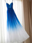 A-line Spaghetti Strap Floor-length Chiffon Ombre Prom Dresses HX00153