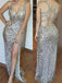BohoProm prom dresses A-line Spaghetti Strap Floor-Length Sequin Shinny Prom Dresses HX0065