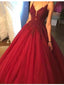 A-line Spaghetti Strap Floor-Length Tulle Prom Dresses With Beading HX00164