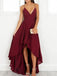 BohoProm prom dresses A-line Spaghetti Strap High-Low Chiffon Simple Burgundy Prom Dresses ASD26744