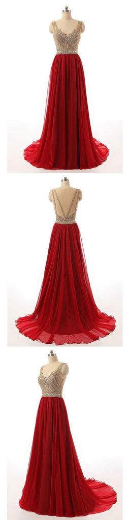 BohoProm prom dresses A-line Spaghetti Strap Sweep Train Tulle Rhinestone Prom Dresses 3012