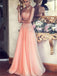 BohoProm prom dresses A-line Straight Across Floor-Length Chiffon Beaded Prom Dresses HX00132