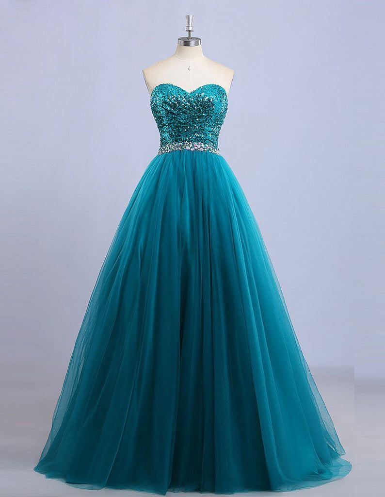 BohoProm prom dresses A-line Strapless Sweetheart Neck Sequins Long Prom Dresses APD2889