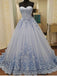 BohoProm prom dresses A-line Sweetheart Chapel Train Tulle Appliqued Elegant Prom Dresses 2787