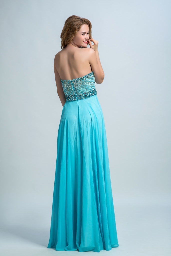 BohoProm prom dresses A-line Sweetheart  Floor-Length Chiffon Rhine Stone  Prom Dresses 2897
