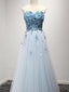 A-line Sweetheart Floor-Length Tulle Appliqued Prom Dresses ASD26769