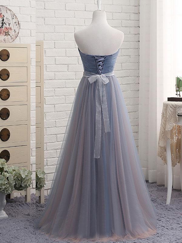 BohoProm prom dresses A-line  Sweetheart Floor-Length Tulle Bow Lace up Beaded Prom Dresses 2839