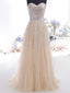 A-line Sweetheart Floor-Length Tulle Sequined Prom Dresses HX00130