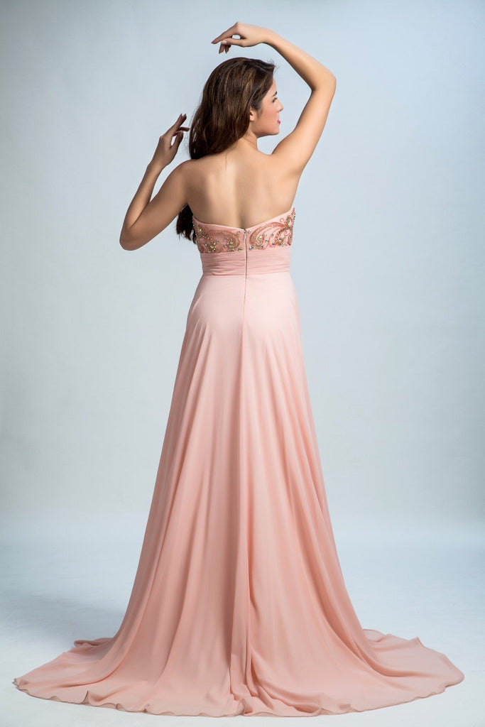 BohoProm prom dresses A-line Sweetheart Sweep Train Chiffon Rhine Stone Beaded Prom Dresses 2906