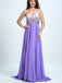 BohoProm prom dresses A-line Sweetheart Sweep Train Chiffon Rhine Stone Light Purple Prom Dresses 2917