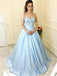 BohoProm prom dresses A-line Sweetheart Sweep Train Satin Appliqued Prom Dress 3112