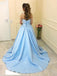 BohoProm prom dresses A-line Sweetheart Sweep Train Satin Appliqued Prom Dress 3112