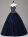 BohoProm prom dresses A-line Sweetheart  Sweep Train Tulle Rhine Stone Prom Dresses 3041