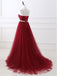 BohoProm prom dresses A-line Sweetheart Sweep Train Tulle Rhinestone Prom Dresses 3017