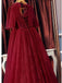 BohoProm prom dresses A-line V-Neck Floor-Length Lace Rhine Stone Burgundy Prom Dresses ASD26988