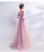 BohoProm prom dresses A-line V-Neck Floor-Length Tulle Appliqued Lavender Prom Dresses ASD26997