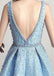 BohoProm prom dresses A-Line V-neck Floor-Length Tulle Full Beaded Prom Dress 3094