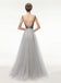 BohoProm prom dresses A-line V-neck Floor-Length Tulle Gray Prom Dresses With Beading ASD27103