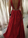 BohoProm prom dresses A-line  V-Neck Sweep Train Satin Rhine Stone Beaded Prom Dresses 2850