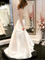 A-line V-Neck Sweep Train Satin Sequined Beaded Long Sexy Evening Dresses 2816