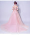 BohoProm prom dresses A-line V-Neck Sweep Train Tulle Appliqued Beaded Blushing Pink Prom Dresses ASD27000