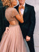 BohoProm prom dresses A-line V-neck Sweep Train Tulle Rhine Stone Beaded Prom Dress 3079