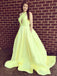 BohoProm prom dresses Alluring Satin Halter Neckline Sweep Train A-line Prom Dress PD205