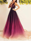Attractive Tulle Prom dresses Burgundy A-line Formal Gowns PD227