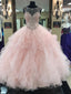 Ball-Gown Scoop-Neck Chapel Train Tulle Beaded Quinceanera Dresses 2859