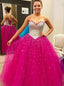 Ball-Gown Sweetheart Floor-Length Tulle Quinceanera Dresses With Sequins HX0097
