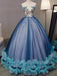BohoProm prom dresses Ball-Gown V-Neck Floor-Length Tulle Appliqued Unique Prom Dresses HX0039