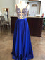 Beautiful Satin V-neck Neckline A-line Prom Dresses With Beadings PD143