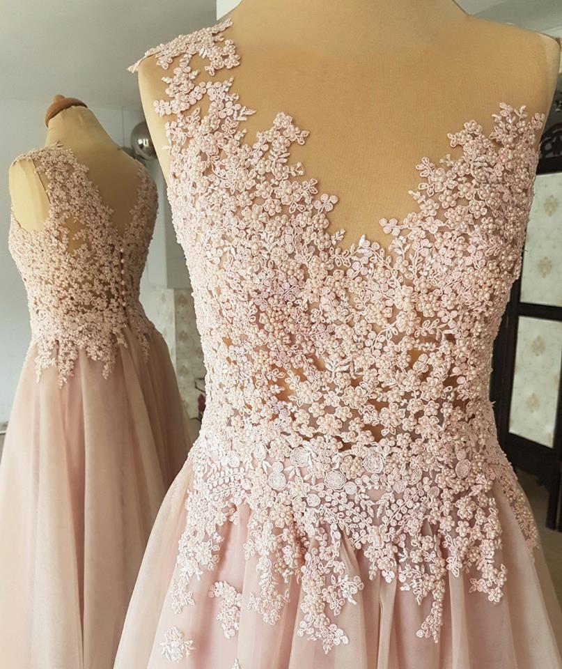 BohoProm prom dresses Brilliant Chiffon Jewel Neckline A-line Prom Dresses With Beaded Appliques PD221
