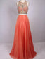 Brilliant Tulle Jewel Neckline 2 Pieces A-line Prom Dresses With Rhinestones PD216