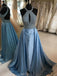 BohoProm prom dresses Brilliant Satin Jewel Neckline A-line Prom Dresses With Rhinestones PD127