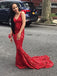 BohoProm prom dresses Charming Sequin Lace Spaghetti Straps Neckline Chapel Train Sheath Prom Dress PD134