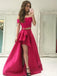 BohoProm prom dresses Chic Satin Off-the-shoulder Neckline Floor-length Two-piece A-line Prom Dresses With Beaded Appliques PD006