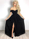 BohoProm prom dresses Elegant Chiffon Off-the-shoulder Neckline A-line Prom Dresses With Slit PD203
