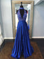 Excellent Satin High-neck Neckline A-line Prom Dresses With Beadings PD093