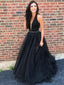 Excellent Tulle Halter Neckline A-line Prom Dresses With Beadings PD125